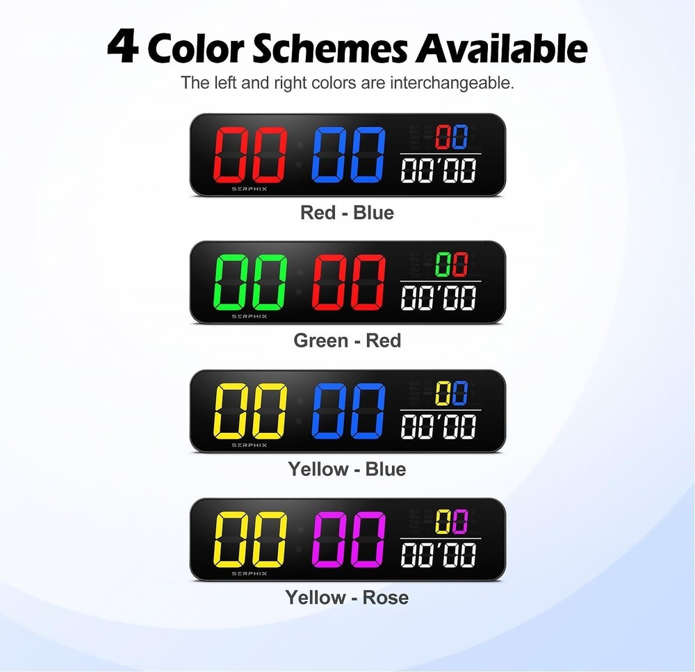 15.2" Digital Scoreboard Clock with Countdown Timer, LED Color Display, Remote C