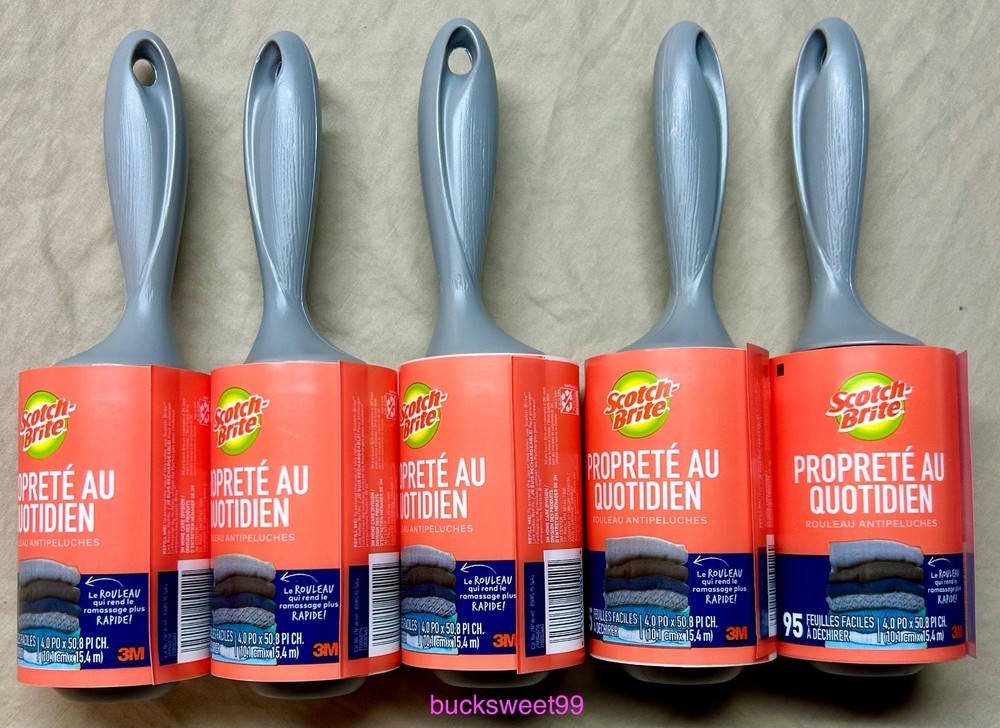 Scotch-Brite Everyday Clean Lint Roller - 95 Sheets each - 5 ROLLERS