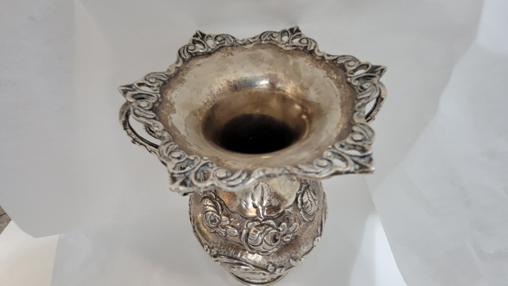 STERLING SILVER REPOUSSE VASE