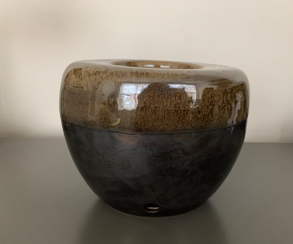 Handmade Studio Pottery Ceramic Planter | Fire Bowl – Drip Glaze – CA04 Marked