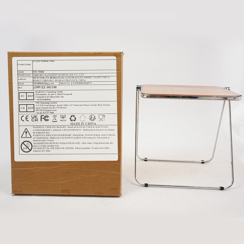 Clear Foldable Side Table, Tiny Desk for Home Office, Small Computer Desk