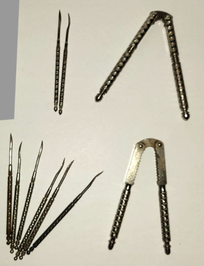 Vintage 1950’s 2 Metal Nutcracker and Picks Sets (10 Pieces) - Nuts & Shellfish