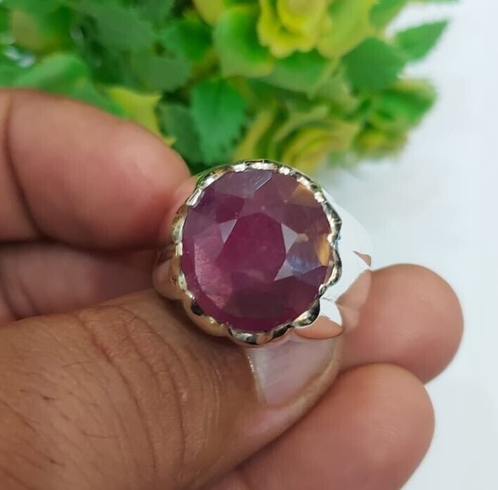 Natural Anari Ruby Stone Ring Big Ruby Stones Sterling Silver Unique Ruby Ring