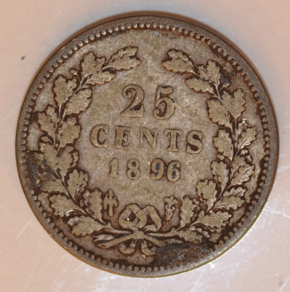 1896 Netherlands Twenty Five Cent