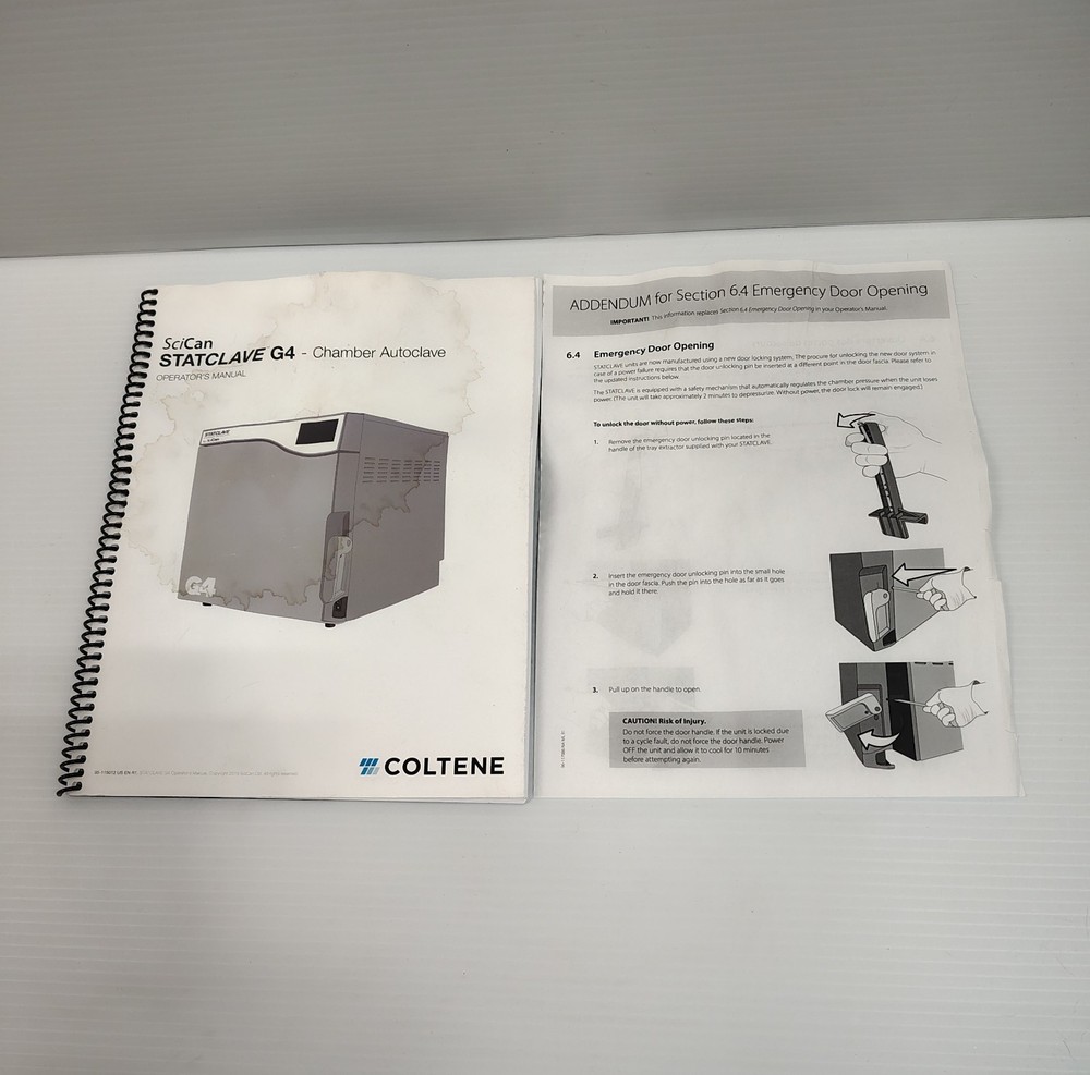 SciCan Statclave G4 Replacement/Spare 63 Page Operator's Manual