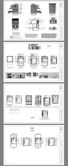 14x14 Tiny House -- 399 sq ft -- PDF FloorPlan -- Model 1C