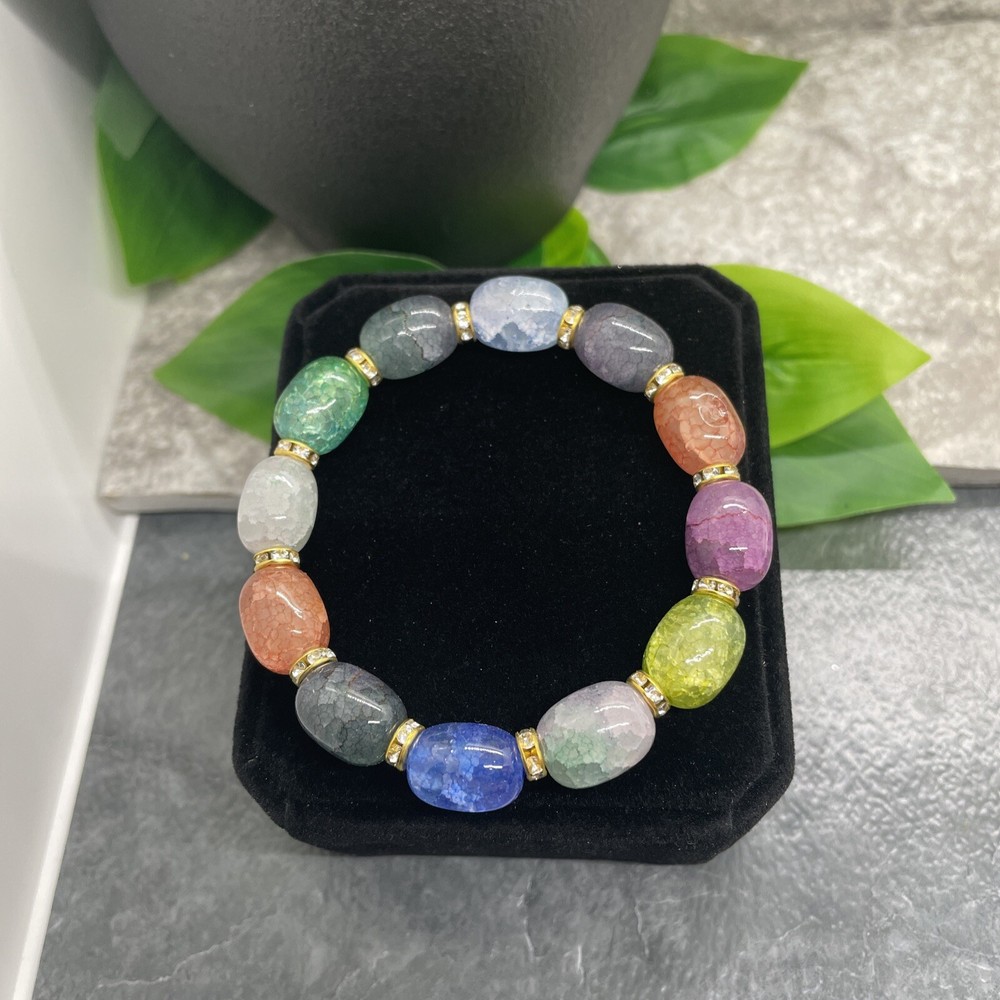 Handmade Beaded Stackable 6.25” Plus Stretch Bracelet New Chakra A1661