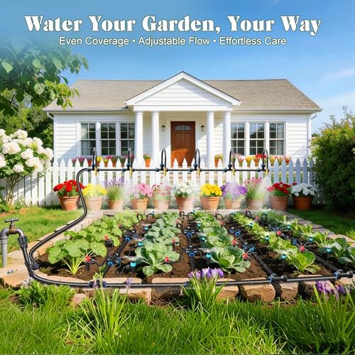 Drip Irrigation Kit for Garden, Automatic Watering System with Quick 60FT
