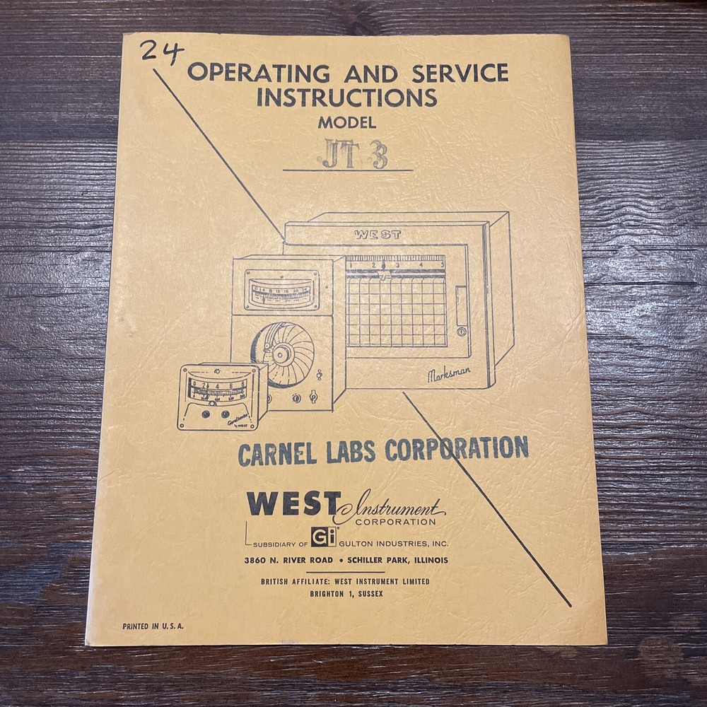 West Model JT-3 Operating & Service Instructions