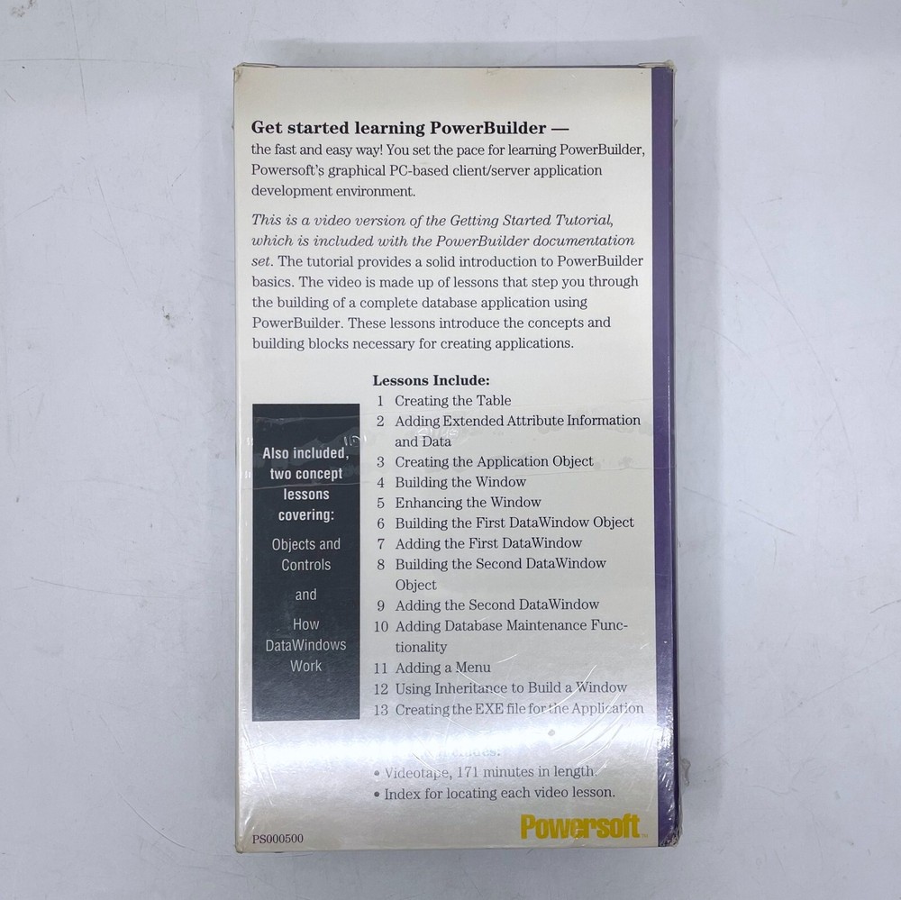 Powersoft Getting Started with PowerBuilder Tutorial VHS Tape