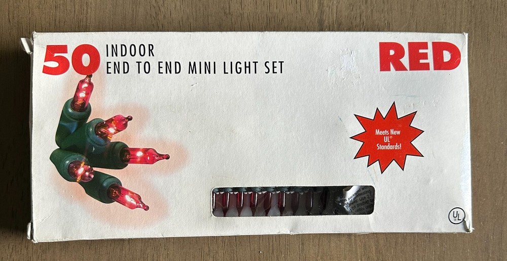 Vintage Christmas Tree String Lights 50 Light Set RED  1998 NOS NEW