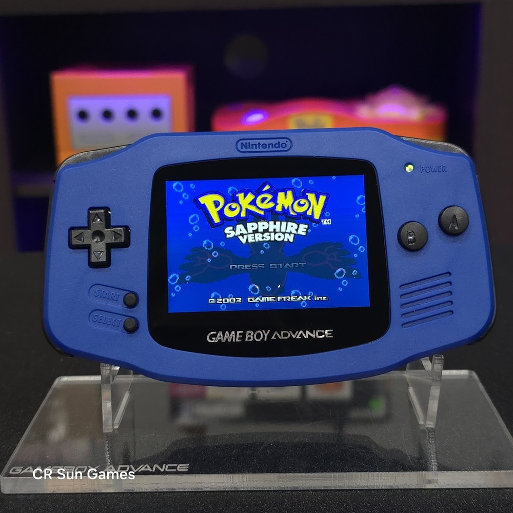 Blue Game Boy Advance GBA Console with iPS V5 Backlight Backlit LCD