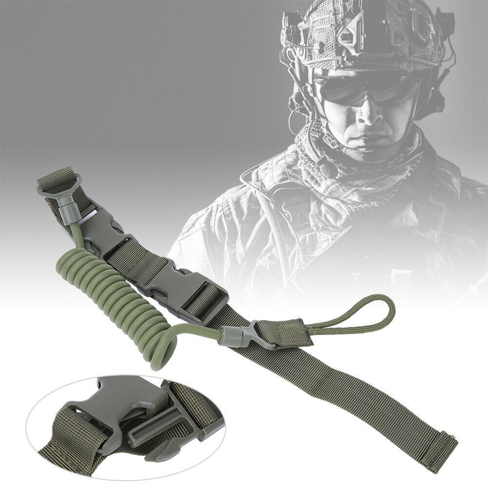 Military Tactical Pistol Lanyard Adjustable Elastic Coil Security Leash Strap US