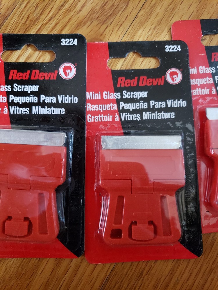 QTY 4 PK RED DEVIL MINI GLASS SCRAPER 3224