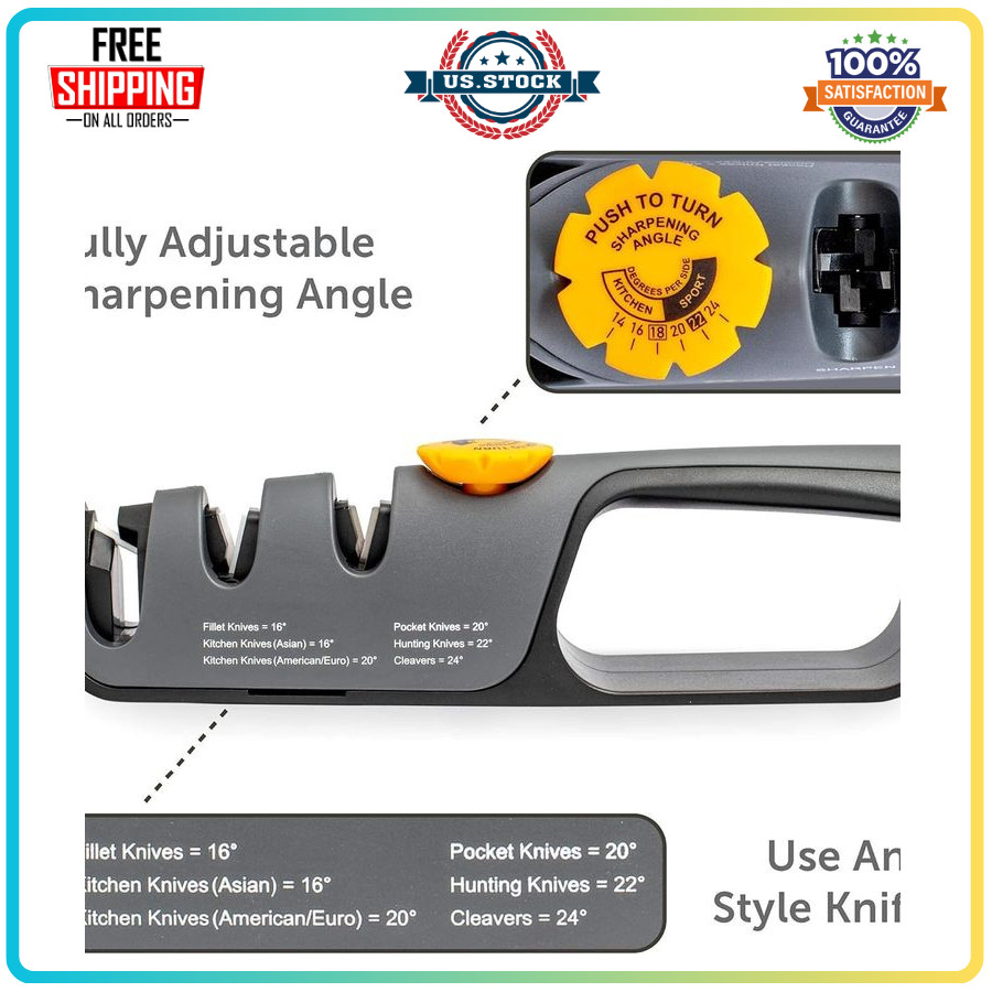 RazorSharp Knife Sharpener with Adjustable Angle, Diamond Ceramic Stones