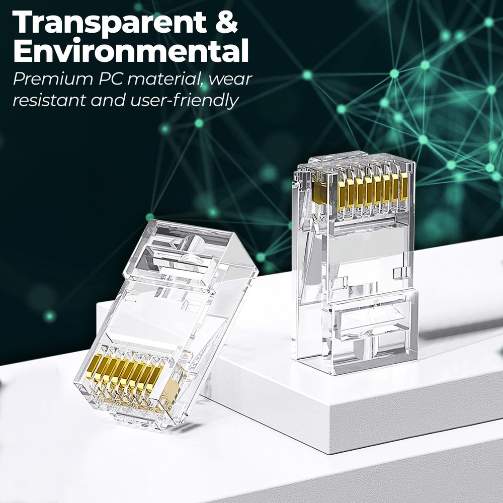 RJ45 Cat6 Pass Through Connector Plugs ethernet cable plug Network crimp-100 Pcs