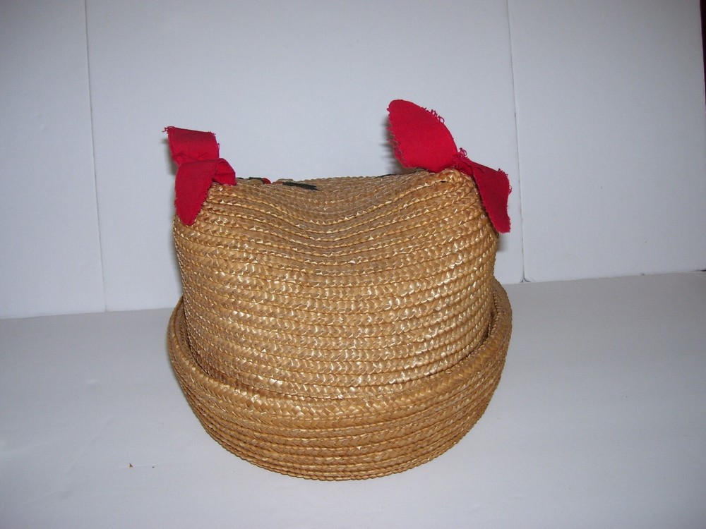 Vintage Straw Nesting Double Bunny Basket
