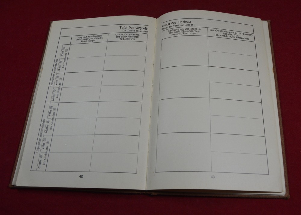 German WW2 Book Der AHNENPASS Proof Aryan certificate Document Original