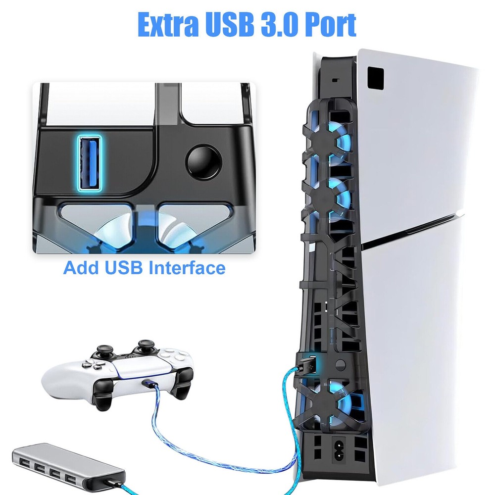 Upgraded External Cooling Fan Cooler Accessory For PS5 Slim Disc/Digital Console