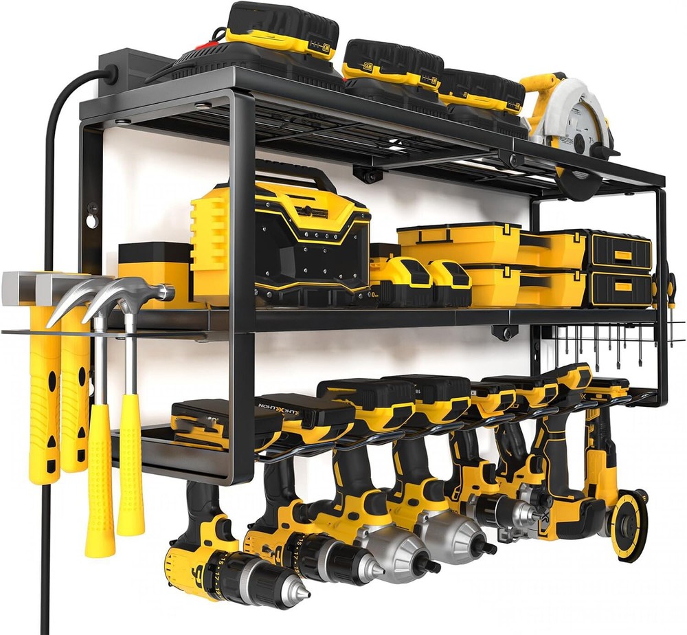 Power Tool Organizer Drill Heavy Duty 26" 3-Layer Holder Wall Mount Storage Rack