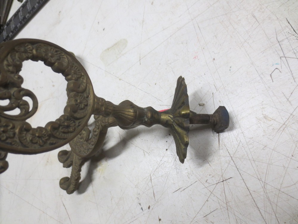 Large Antique Solid Bronze Double Coat Hook - Ornate Floral Design