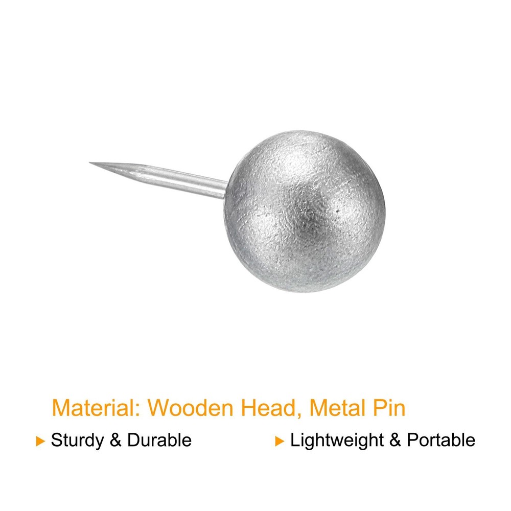 Wood pressure pins, 50pcs walnut thumb nails for document map, silver