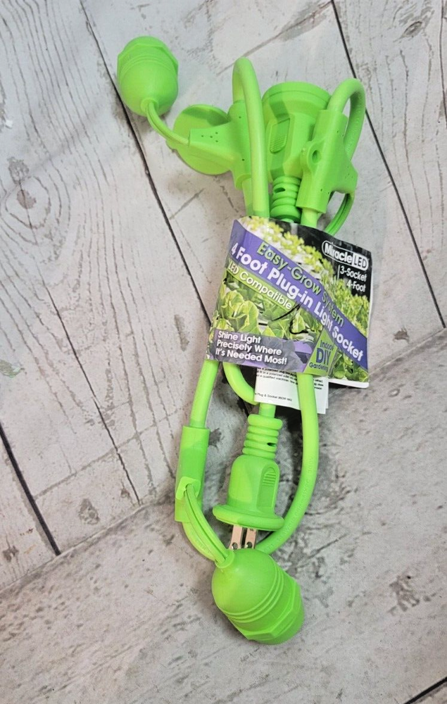 NEW ~ Miracle LED ~ Set of 2 ~ 3-Socket 4 Ft LED - Ready String Lighting ~ Green