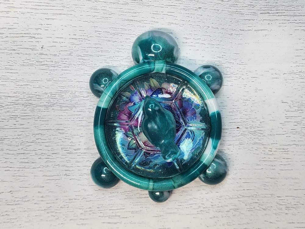 Handmade Turtle Trinket Box Made From Epoxy Resin