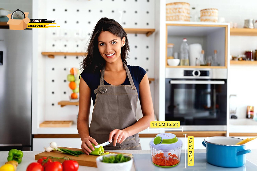 Quickpull Food Chopper: Large 4-Cup Powerful Manual Hand Held Pull Ch