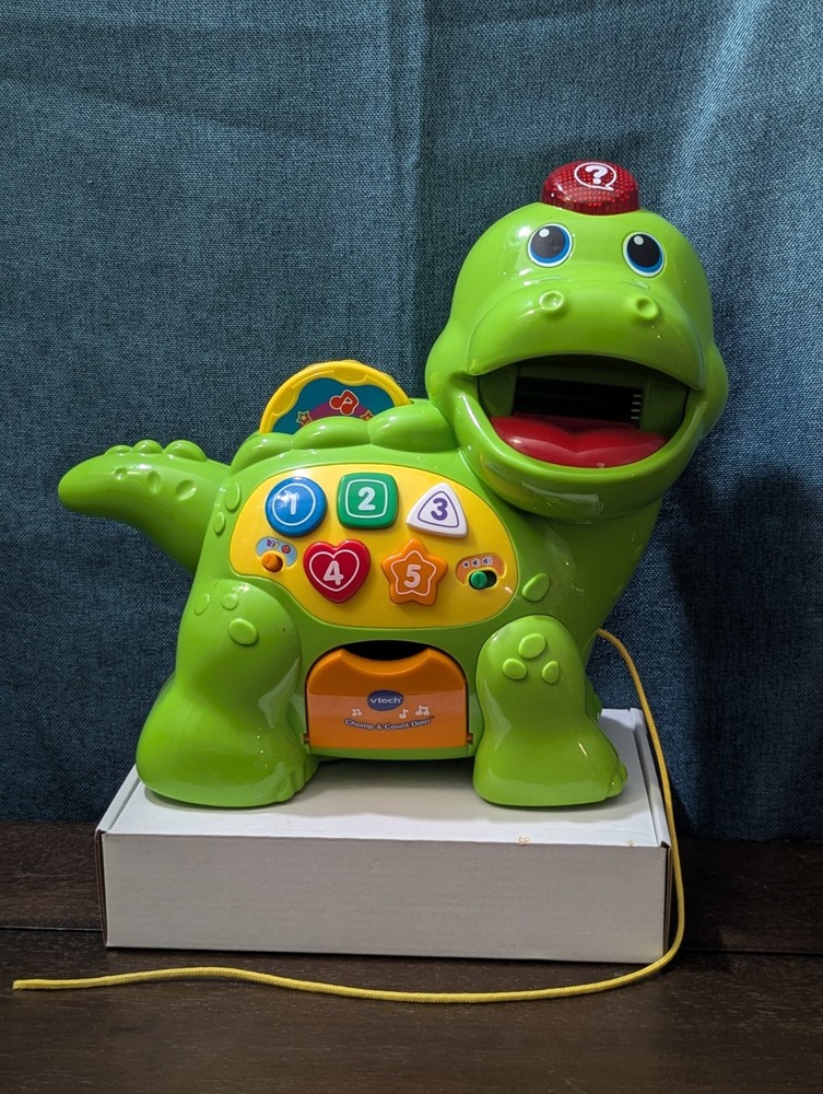 VTech Chomp & Count Dino | Electronic Learning Pull Toy | Tested & Works!