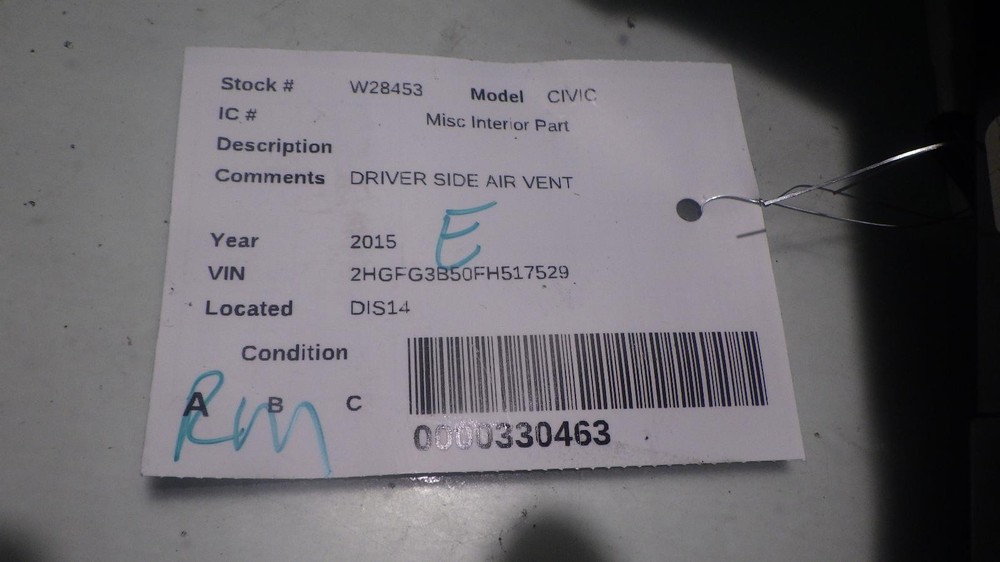 15 HONDA CIVIC DRIVER SIDE AIR VENT
