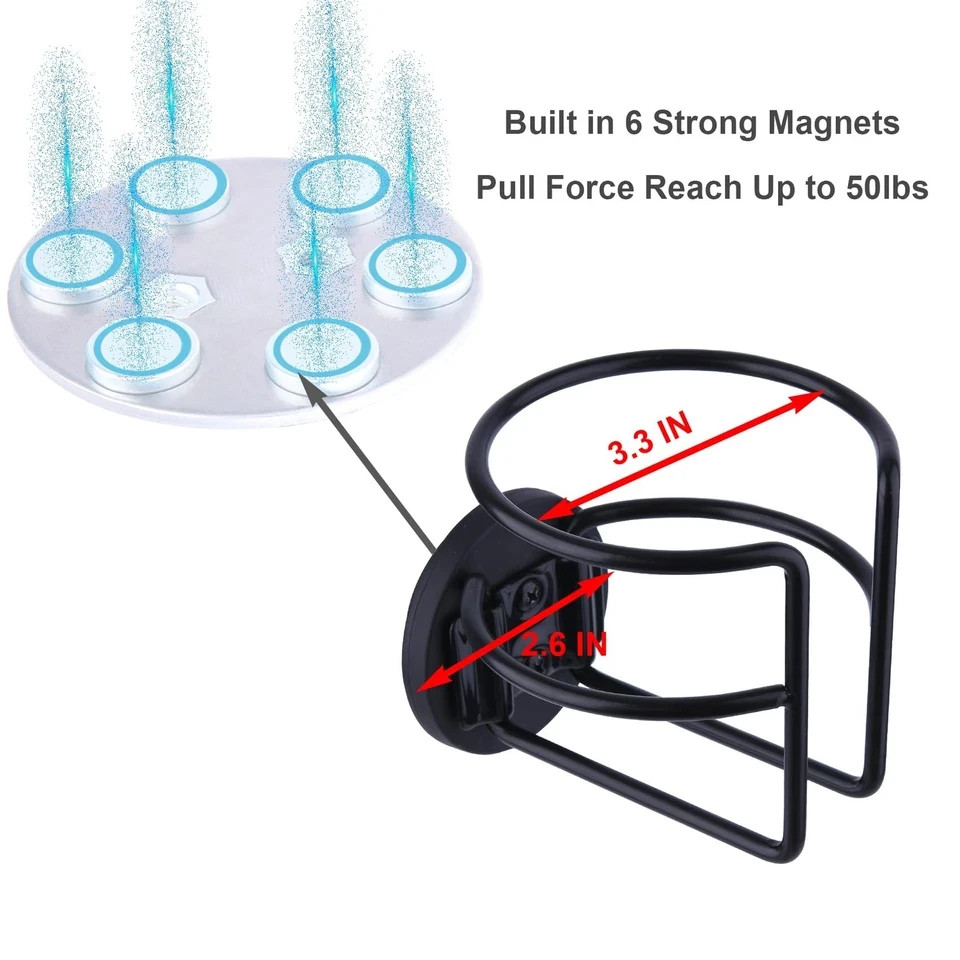 Strong Magnetic Cup Holder, Fully Covered Anti Drop Drink Black