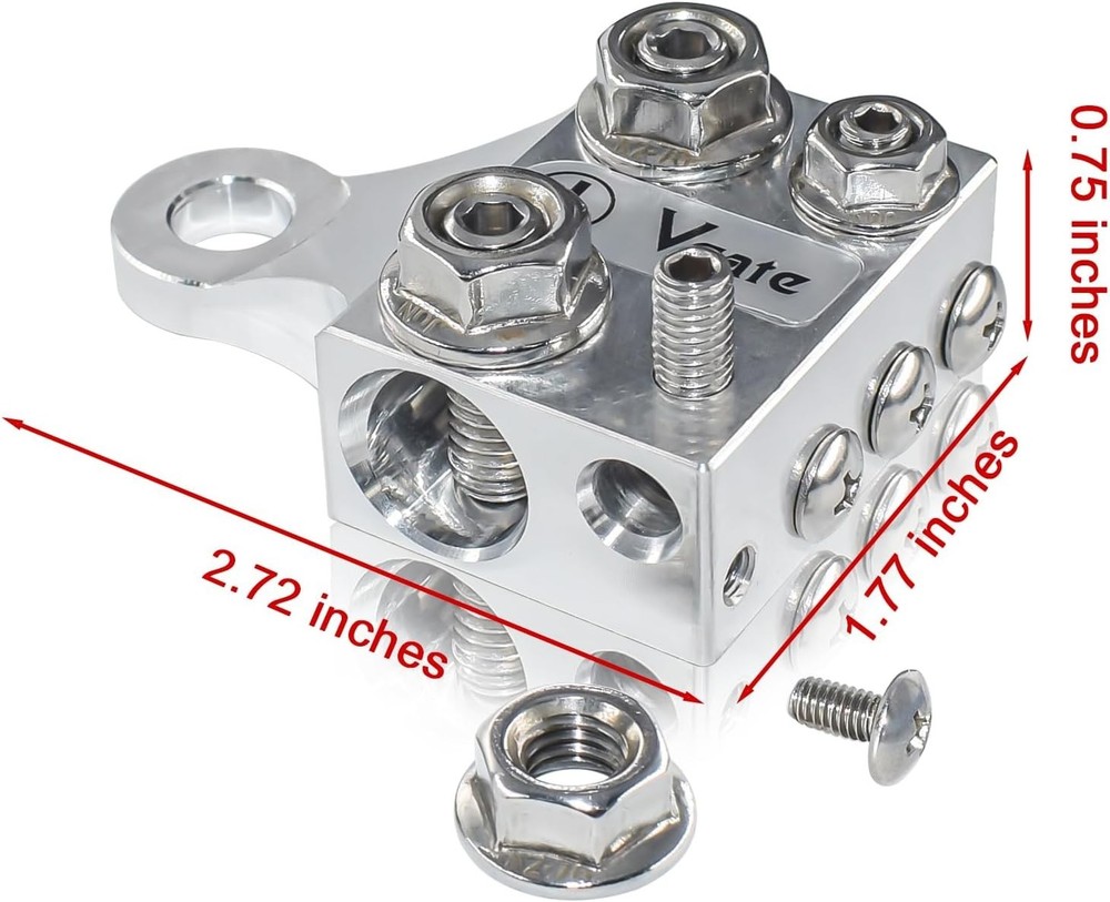Compact Multi-Size Battery Terminal with Bolt Down Ends