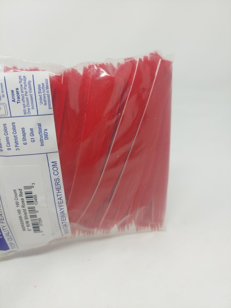 100 Pack Gateway Feathers 5" Right Wing: Shield Rose Red 500RSSRR-100