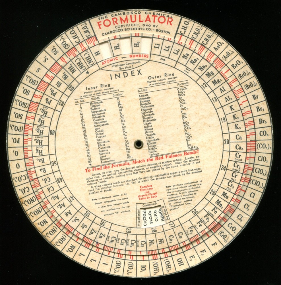 CHEMICAL CALCULATOR CARDBOARD DISC