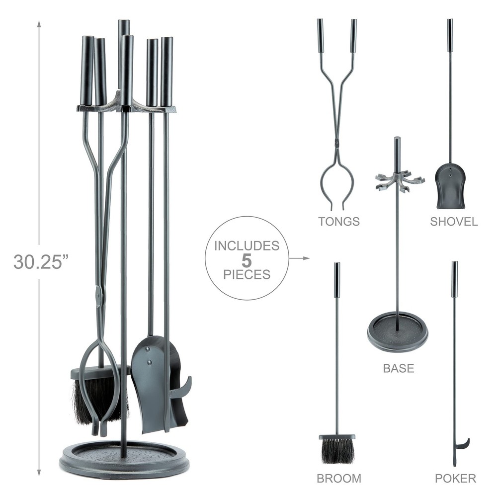 5-Piece Black Fireplace Tools Set (F-1070)