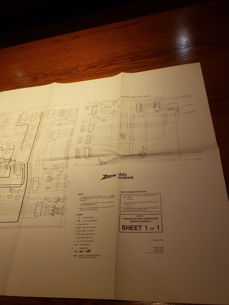 Heathkit/ Zenith Winchester Disk Controller Z-217-1 Schematic