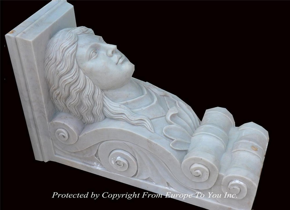 BEAUTIFUL HAND CARVED MARBLE FIGURAL CORBELS - MC56