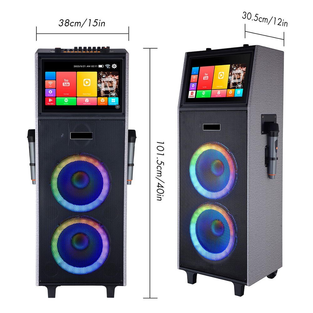 Professional Karaoke Machine Bluetooth Speaker Lyrics Display Screen WirelessMic