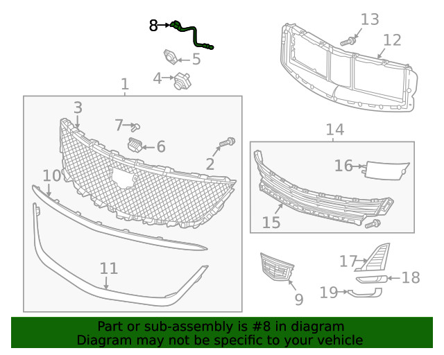 Genuine GM Front View Camera Switch Wiring Harness 84711932