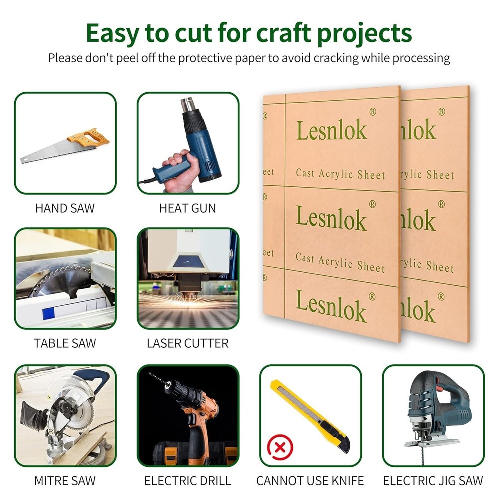 High-Quality 16" x 20" Acrylic Panels - Scratch Resistant for Creative Projects