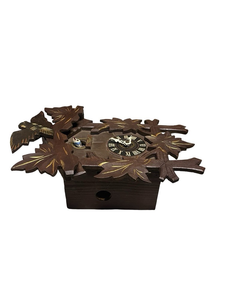 Vintage Germany 1 Day Black Forest Cuckoo Clock Bird Leafs EMPTY NO CLOCK