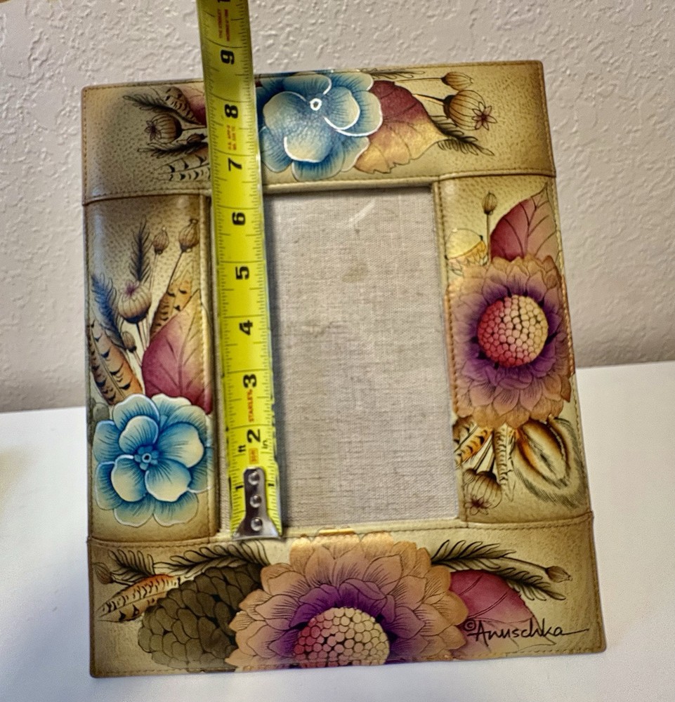 Anuschka Handmade Boho Handpainted Leather Photo Frame Signed D