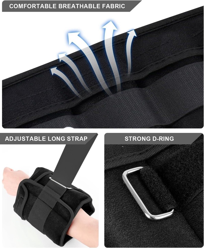 Adjustable Ankle Weights 3 LBS Pair – Comfortable for All Workouts