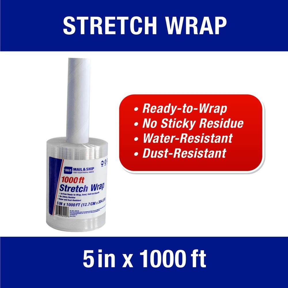 Mail & Ship Stretch Wrap, 5 Inches x 1000 Feet