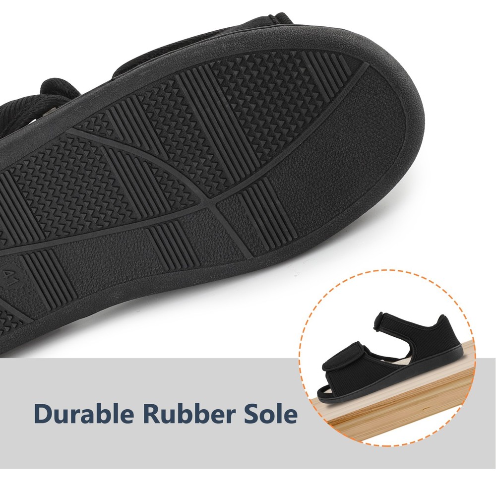 Men's Breathable Diabetic Sandals, Wide Width Adjustable Hook & Loop Open Toe