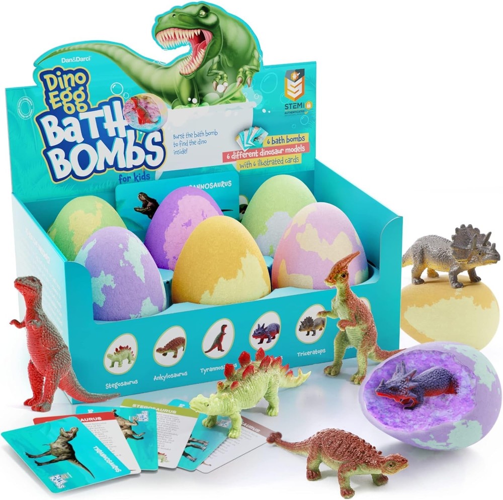 Dino Egg Bath Bombs for Kids - Easter Basket Stuffers - Kid Baths Bomb with S...