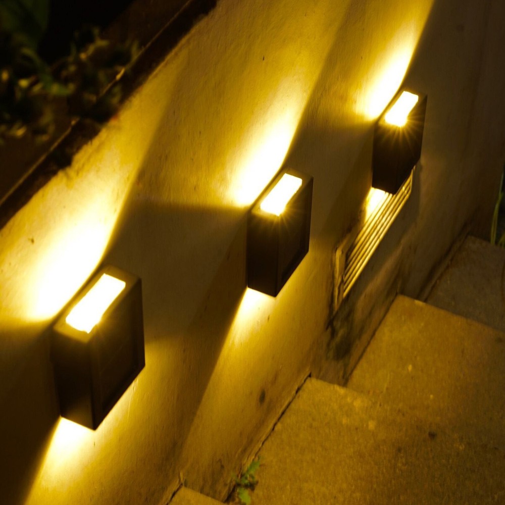 1-4 Pcs Outdoor Solar Wall Lights, Square Wireless Sensor, IP65 Waterproof