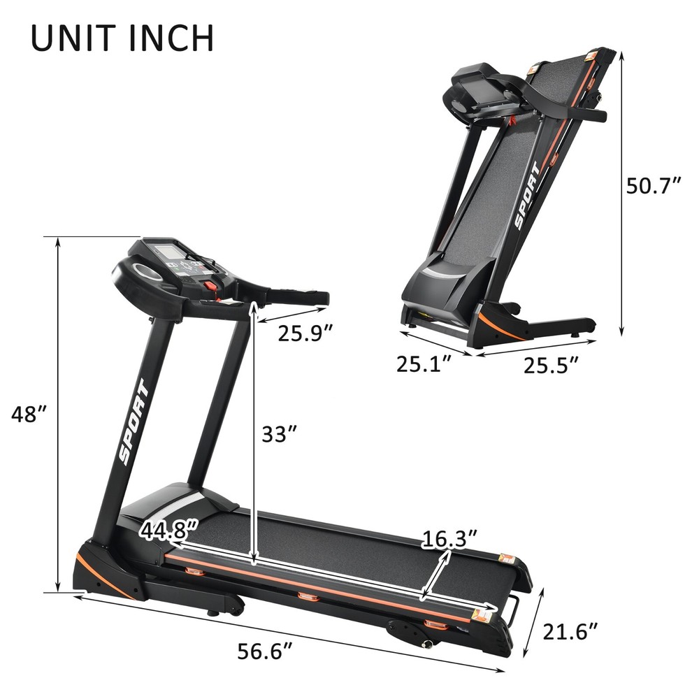 3.25HP Folding Treadmill with Incline Adjustable Speed Running Exercise Machine