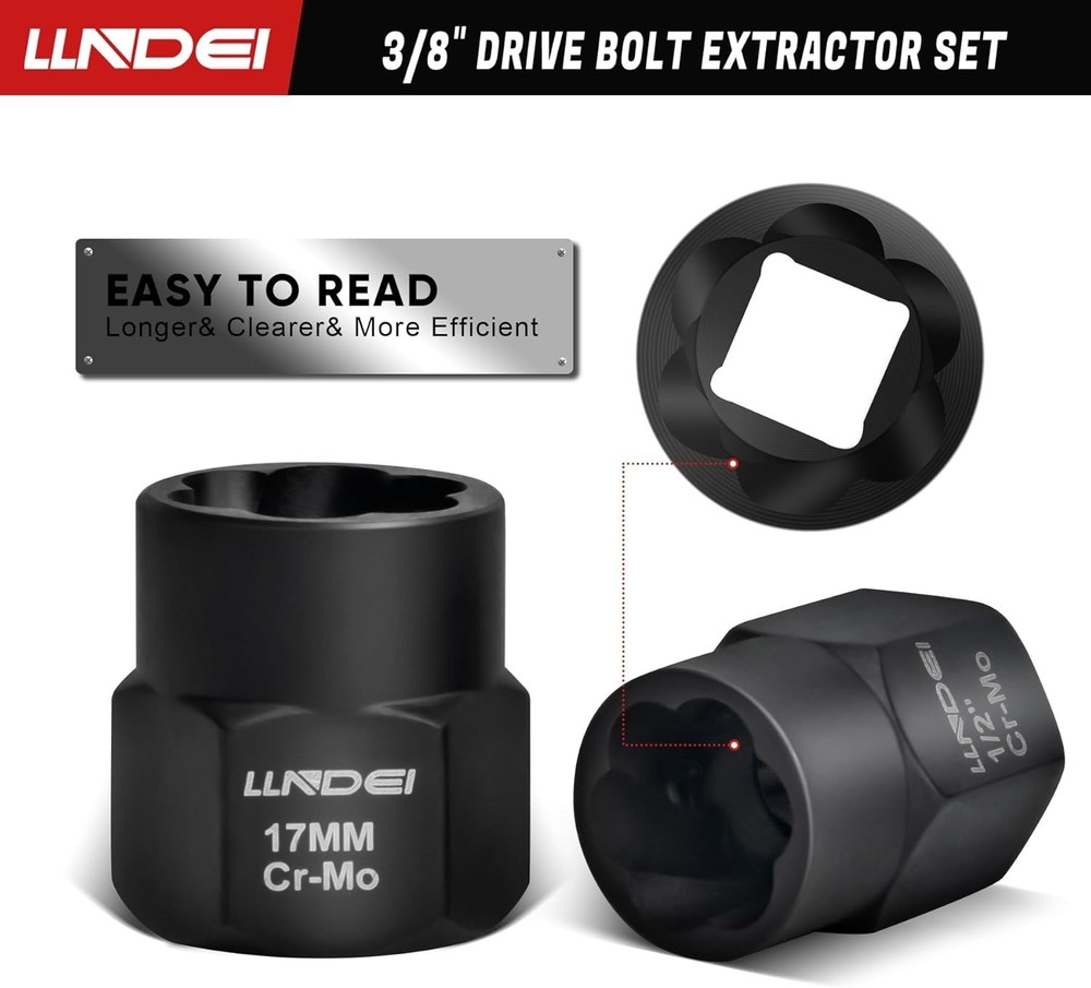 Bolt Extractor Set 16-Piece Stripped Bolt Extractor Socket Set with Storage Case